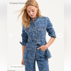 NWOT Veronica Beard Atlantic Paisley Denim Jacket Sz M